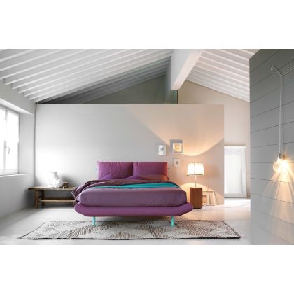 Cama Tapizada Tejido Malva, 1,50 Cm
