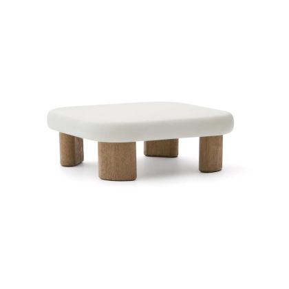 Mesa Centro Sobre Cemento Patas Madera Acacia, 80 Cm