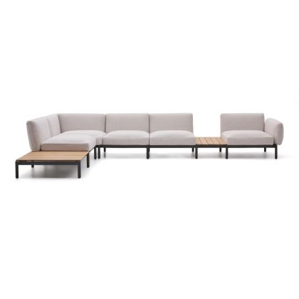Sofá Modular Rinconero Sorells 5 Plazas Beige con Mesas