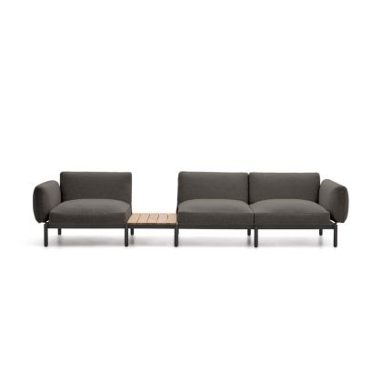 Sofá Modular Exterior Sorells Gris con Mesa Teca