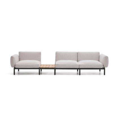 Sofá Modular Exterior Sorells Beige con Mesa Teca