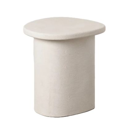Mesa auxiliar nórdica ovalada en dm blanco.