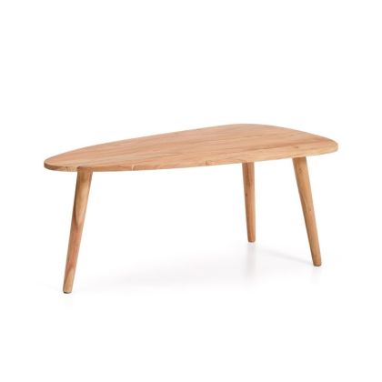Mesa de centro nórdica en madera de acacia beige.