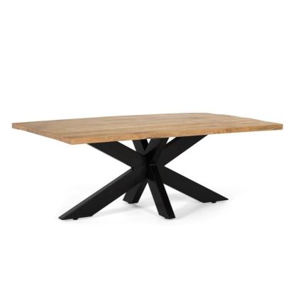 Mesa Centro Madera Natural Hierro Negro Cruzado, 120 Cm