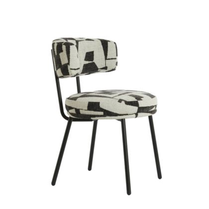 Silla Comedor Tela Crema Metal Negro, 57 cm