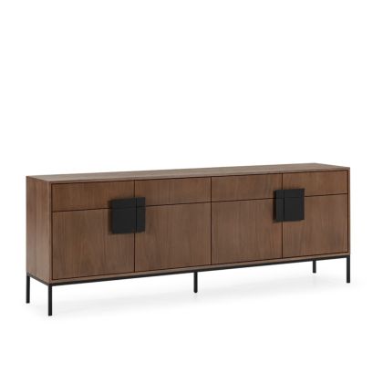 Aparador contemporáneo en madera de olmo nogal y detalles en metal negro.