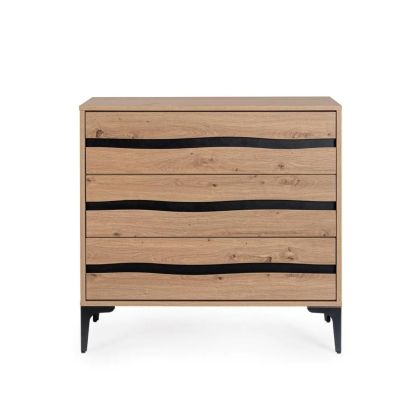 Natural Steel Black 3-Drawer Chest, 80 Cm