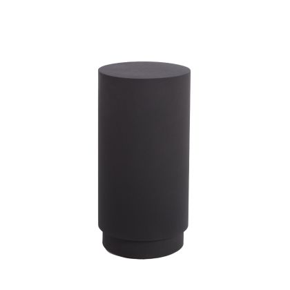 Peana moderna cilíndrica en metal negro mate.