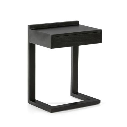 Mesita de noche nórdica con 1 cajón en madera negra.