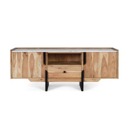 Mueble TV Mármol Madera Acacia, 145 cm