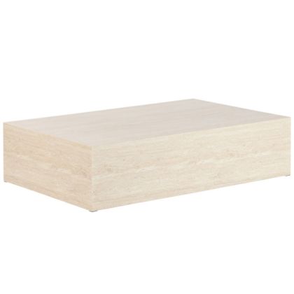 Mesa de centro nórdica en mdf y mármol natural beige.