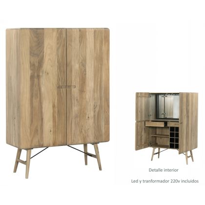 Acacia Wood Bar Cabinet 100X40X150