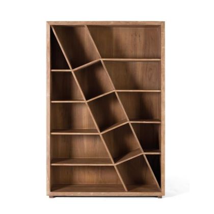 Librería Madera Acacia Natural Oblicuos, 180 cm