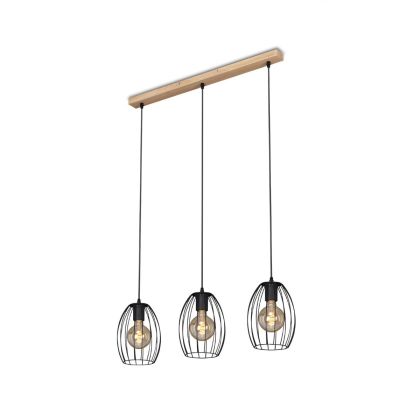 Lámpara Colgante Metal Negro 3 Llamas, 109,5 Cm