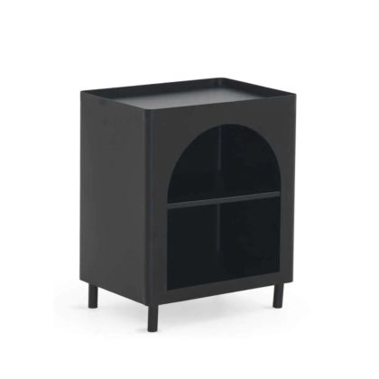 Matte Black Metal Side Table/Nightstand, 40.5 cm