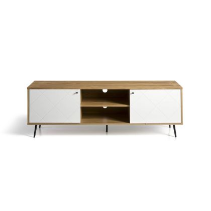 Mueble TV Diseño Nórdico  Blanco Rombos Aker,176,4cm