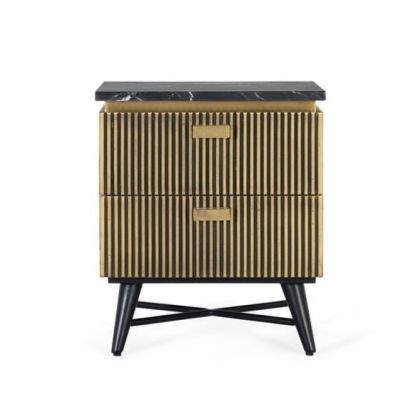 Bronze Gold Black Marble Nightstand, 60 cm