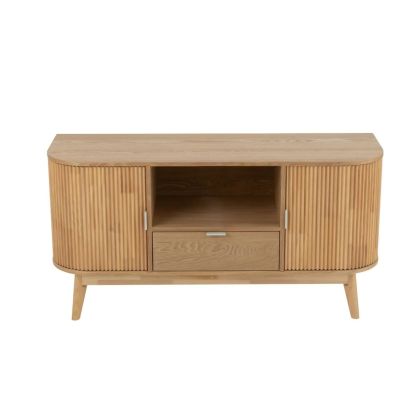 Round Natural Pine Wood TV Stand, 120 cm