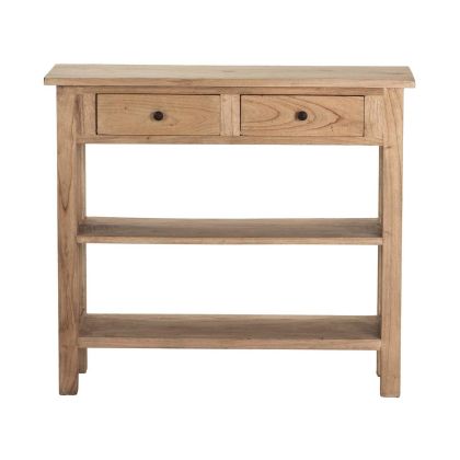 Consola 2 Cajones Madera Mindi Natural, 90x30x80 Cm