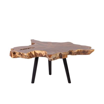 Teak Wood and Metal Coffee Table, 86 Cm