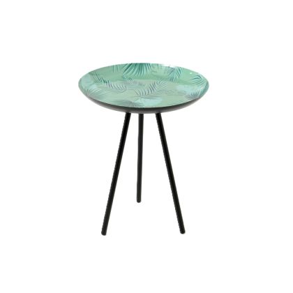 Turquoise Leaves Industrial Metal Side Table, 40 Cm