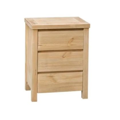 Nightstand 3 Drawers Pine Wood, 50X40X66