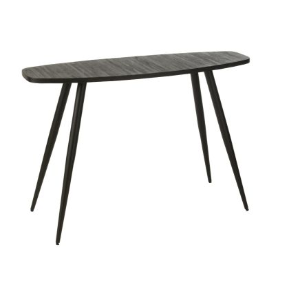Black Recycled Teak Wood Oval Console Table, 120 Cm