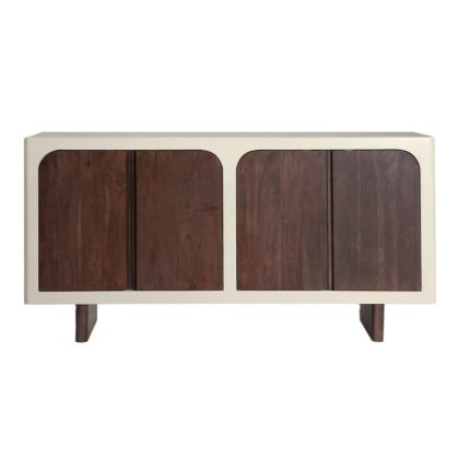 Sideboard GLARIS Wood White Brown 4 Doors, 160 cm