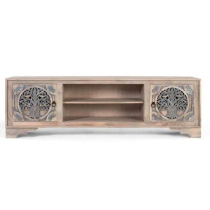 Mueble TV étnico blanco azul