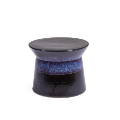 Black Blue Glazed Ceramic Side Table