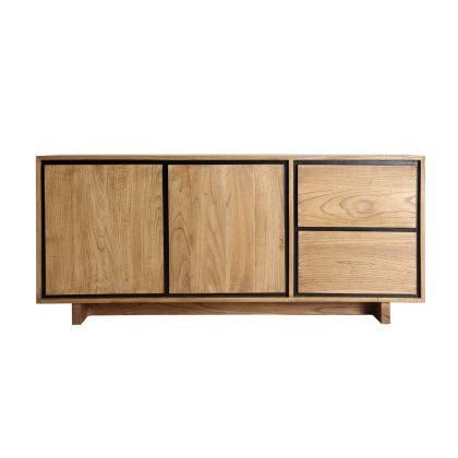 Natural Black Mindi Wood Sideboard, 170 cm