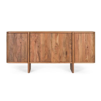 Natural Wood Sideboard 4 Curved Doors, 170 cm