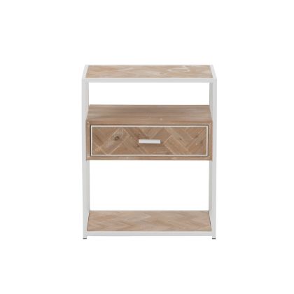 Mesita de Noche Zigzag Estilo Nórdico 1 Cajón, 50 Cm