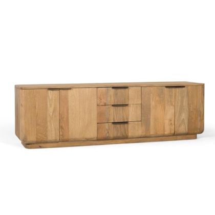 Natural Wood TV Stand 4 Doors 3 Drawers, 180 Cm