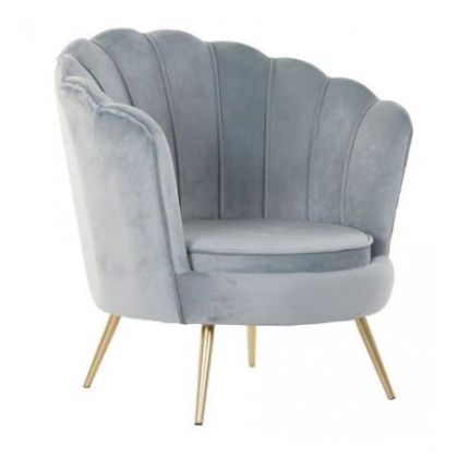 Sillón Vintage Gris Dorado Terciopelo Metal, 80 Cm