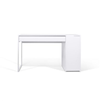 Escritorio Madera Reciclada Blanco Metal Cromado, 130 Cm