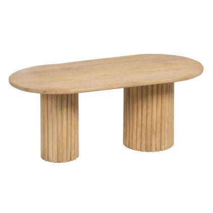 Mesa de centro nórdica en madera de mango natural.