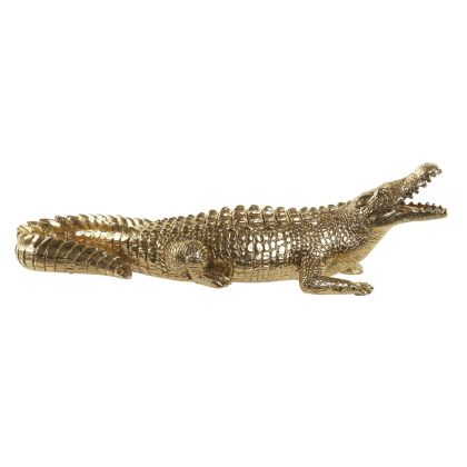 Figura Cocodrilo Decor Resina Oro Brillo, 61 Cm
