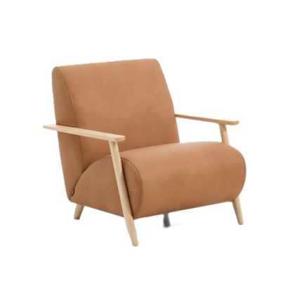 Sillón Tapizado Piel Madera Fresno, 77 Cm