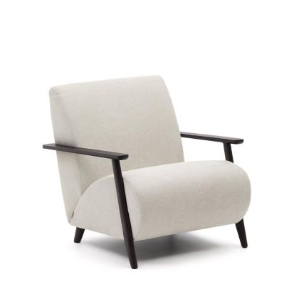 Wenge Ash Wood Chenille Armchair, 77 Cm