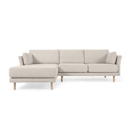 Sofá Mihaela con Chaise Longue Izquierdo Blanco Estilo Nórdico, 264 Cm 