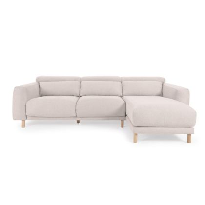 Sofá Moderno 3 Plazas CHaise Longe Blanco, 296 Cm
