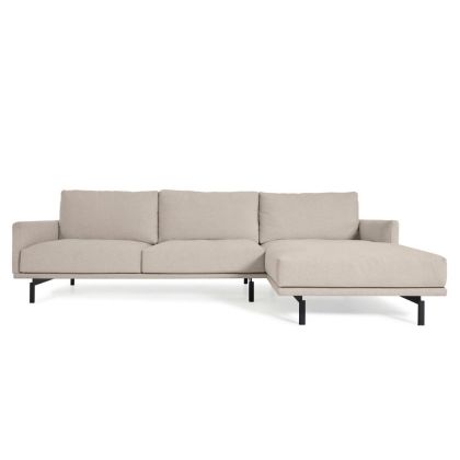 Sofá Galene con Chaise Longue Derecho Beige Estilo Nórdico Moderno, 254 Cm