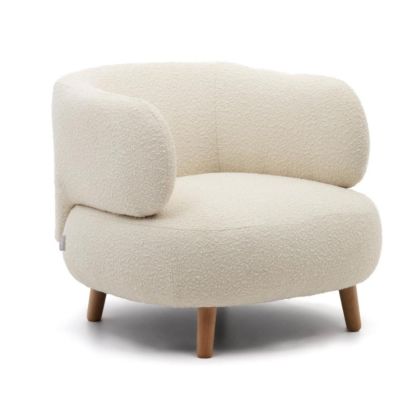 Sillón Luisa Borreguito Patas Madera Haya, 78 Cm