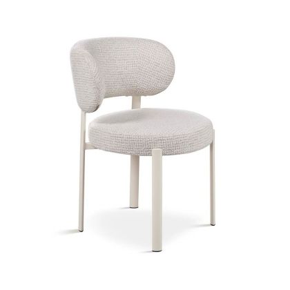 Grey Mottled Fabric Chair White Metal, 50 Cm
