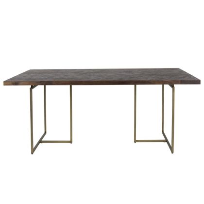 Rectangular Brown Wood Steel Dining Table, 180 cm