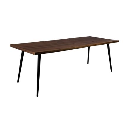 Dining Table Wood Steel Brown Black, 160 cm