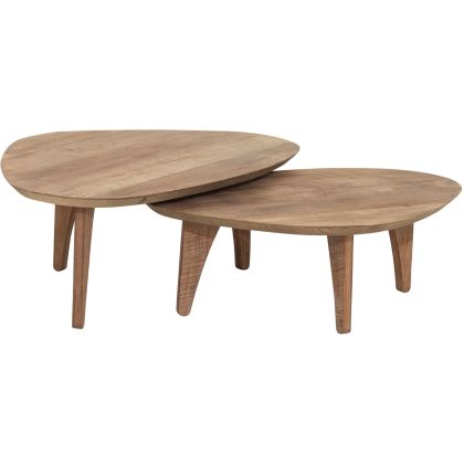 Set de 2 mesas de centro en madera de teca reciclada natural 