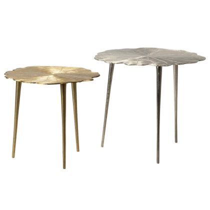 Set 2 Mesas Metal Plata Oro, 62 Cm