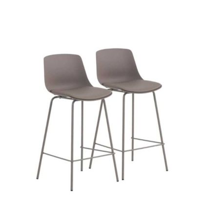 Set/2 Taburete Polipropileno Cojín Piel Topo, 93 cm